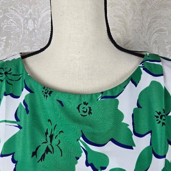Eliza J Sz 4 Floral Print Dress Contrasting Bottom Accent Defined Waist Pockets - Picture 5 of 16